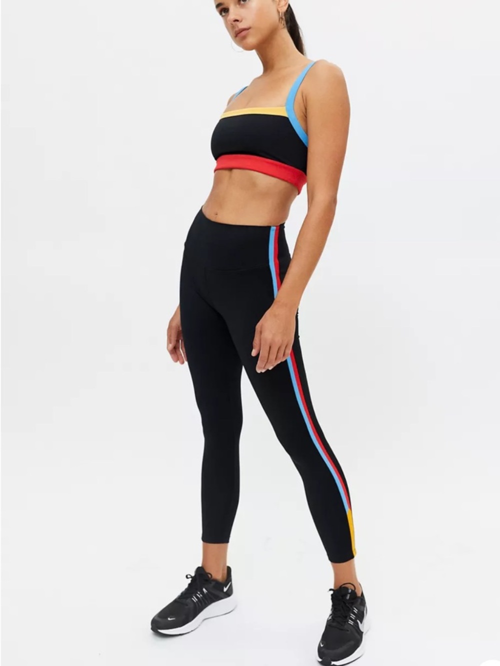 Splits59 Monah TechFlex High Waist Leggings Multicolor Stripe Navy NWOT Size L